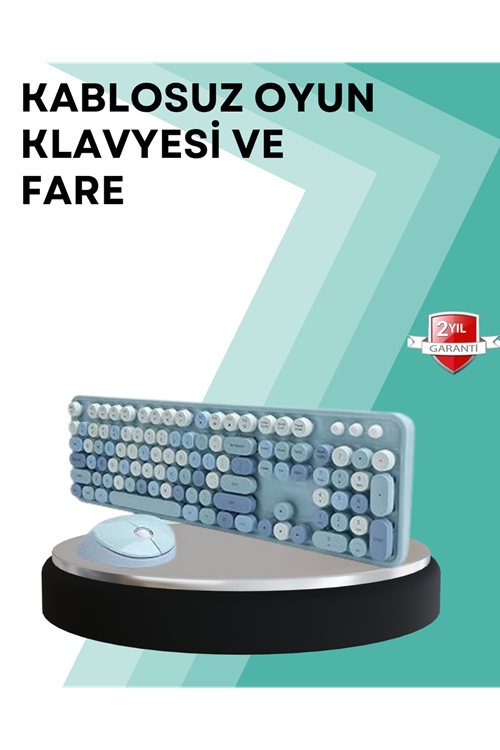 Kablosuz Klavye ve Mouse Seti – Sessiz Tuş, Retro Tasarım