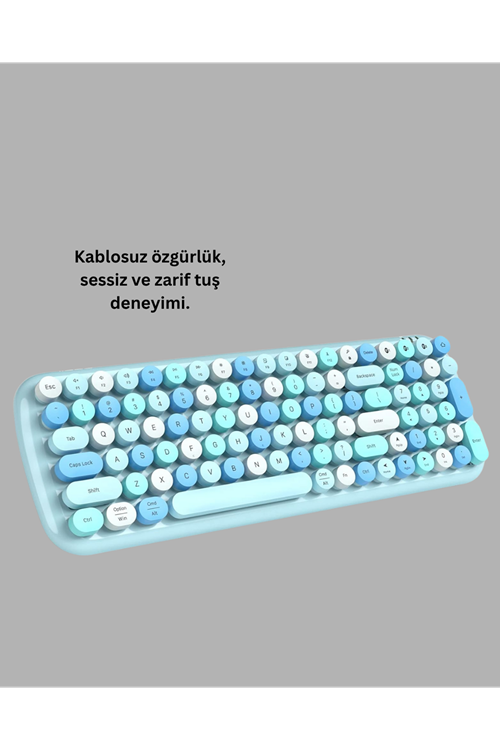 Kablosuz Klavye ve Mouse Seti – Sessiz Tuş, Retro Tasarım