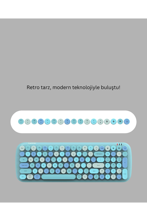Retro Tarz Kablosuz Klavye Mouse Seti – 104 Tuşlu, Ergonomik Tasarım