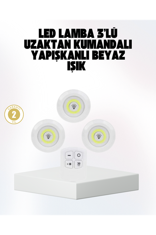 Kablosuz Gün Işığı 3’lü LED Spot Lamba Kumandalı