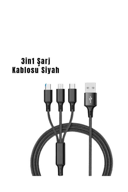 3’ü 1 Arada Hızlı Şarj Kablosu