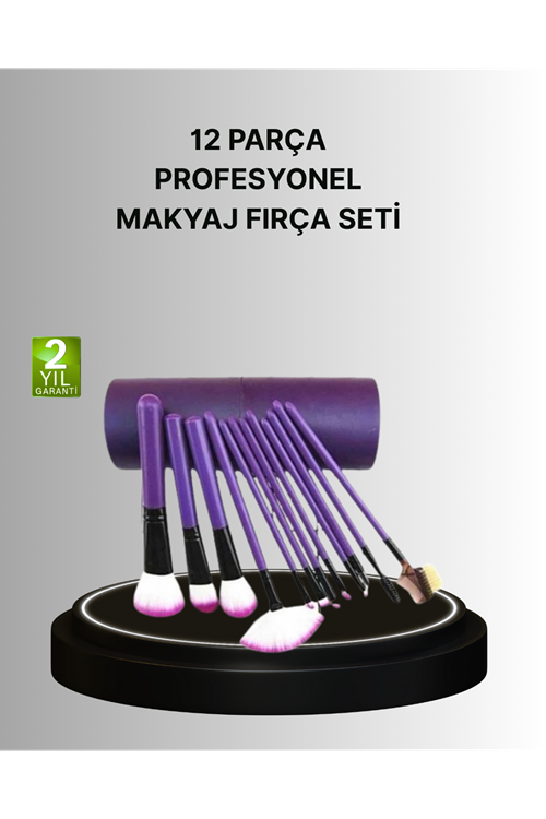 12’li Makyaj Fırça Seti Fondöten Allık Far Karıştırma İçin Tam Uyumlu