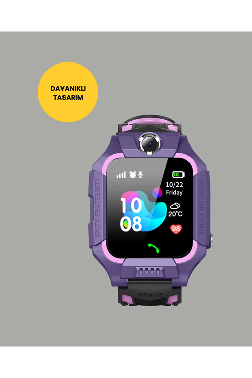 S10 Akıllı Çocuk Saati Mor Tasarım Adımsayar ve Alarm Fonksiyonlu