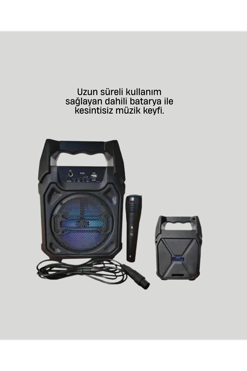 Taşınabilir 6.5” Bluetooth Hoparlör USB TF Kart Mikrofonlu Şarjlı Sistem