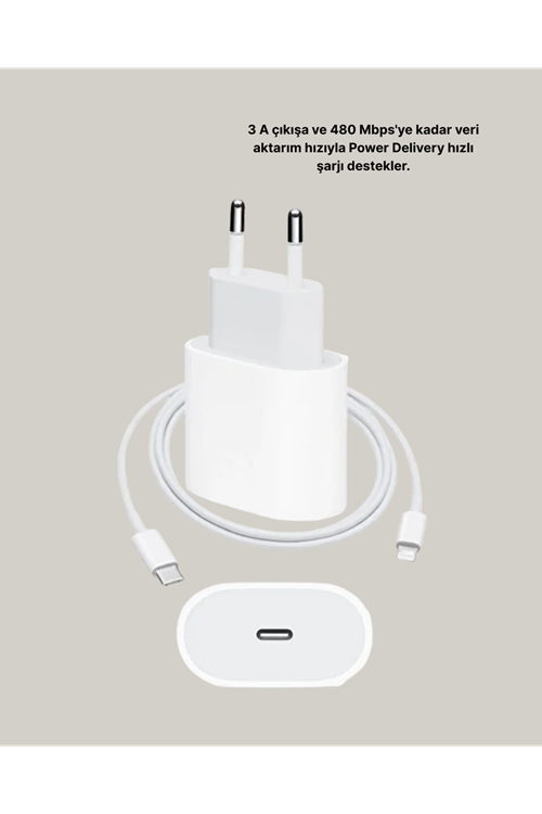 iPhone ve iPad Uyumlu 20W Güvenli USB-C Hızlı Şarj Adaptörü