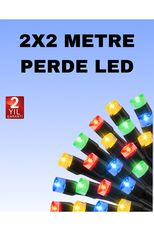Noel ve Parti Dekorasyonu İçin 2x2 LED Perde Işık – 8 Fonksiyonlu