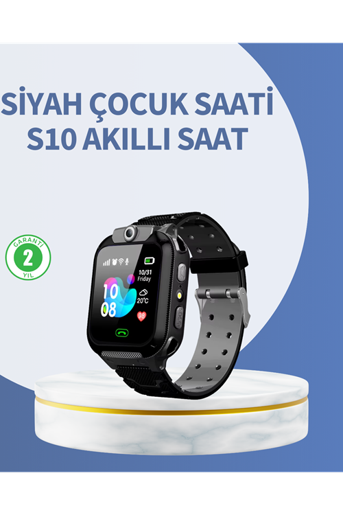 S10 Siyah Akıllı Çocuk Saati Anlık Konum Takibi ve Rota Geçmişi