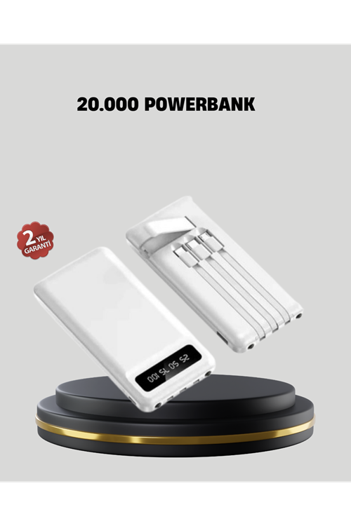 20.000 mAh 4 Çıkışlı LED Göstergeli Hızlı Şarj Powerbank