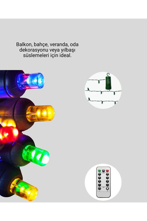 2x2 Metre Pil ile Çalışan Perde LED Işık – 8 Modlu Dekoratif