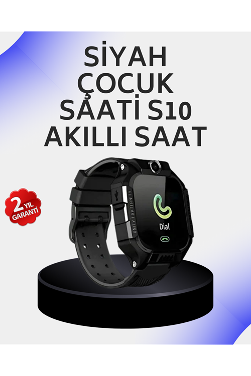 S10 Akıllı Çocuk Saati Siyah Tasarım Adımsayar ve Alarm Fonksiyonu