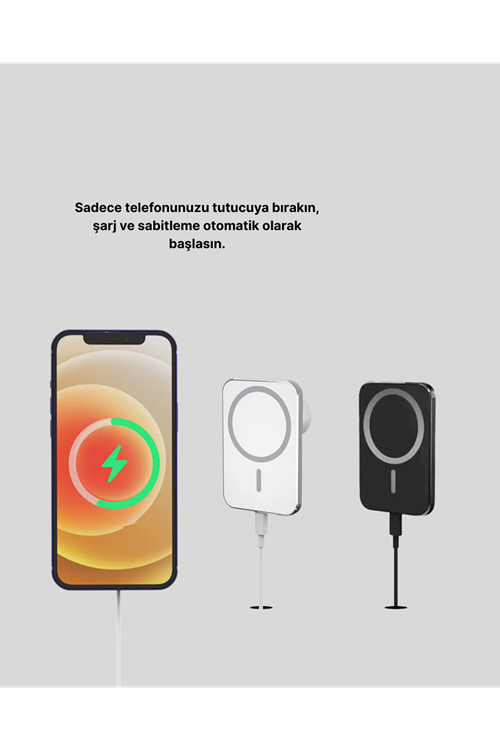 360° Döner Başlıklı MagSafe Araç Telefon Tutucu 15W Güvenli Kablosuz Şarj