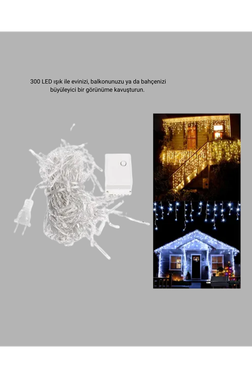 300 LED Perde Işık – Sıcak Beyaz Dekoratif Aydınlatma