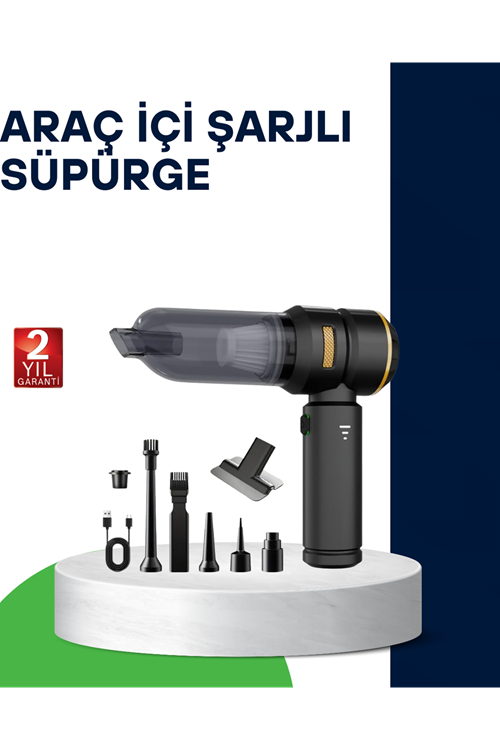 Kablosuz Şarjlı Araç İçi ve Küçük Alanlar İçin Güçlü Vakumlu Süpürge