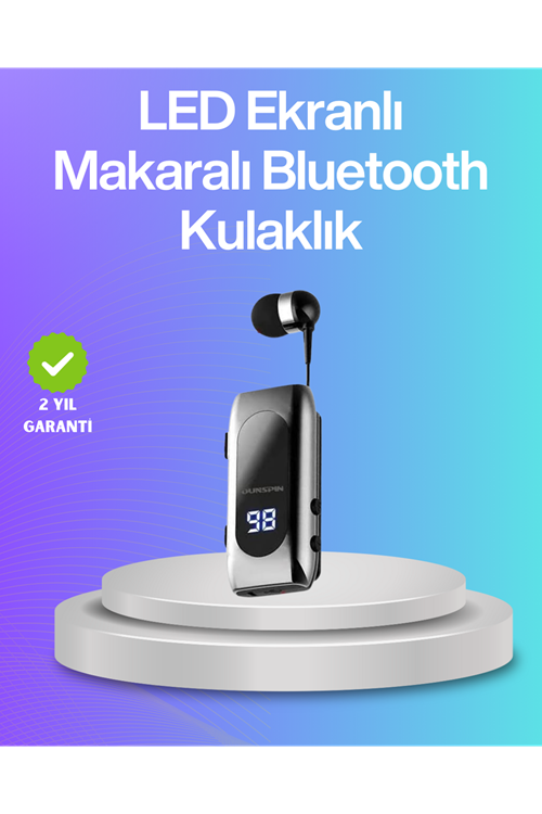 Bluetooth 5.2 Klipsli Kablosuz Kulaklık – Dijital Ekran & Titreşimli Uyarı
