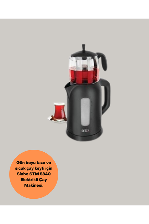0,9 L Cam Demlik ve 1,7 L Su Haznesi ile Çay Keyfi