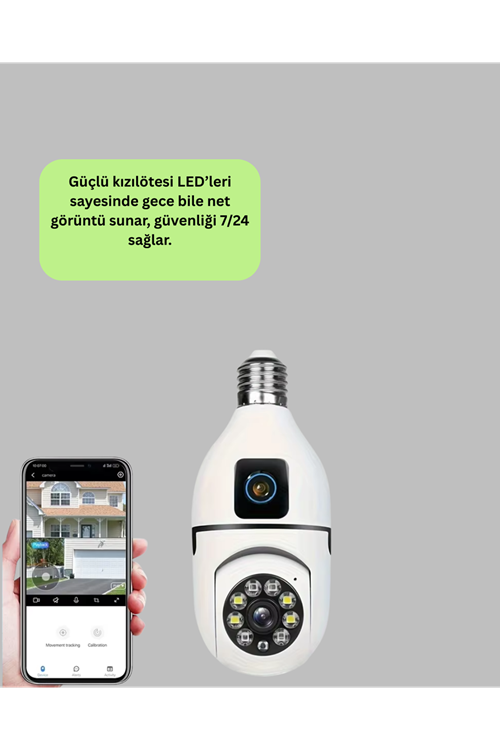İki Yönlü Sesli WiFi Kamera – Ampul Tipi Ev ve Ofis Güvenlik Kamerası