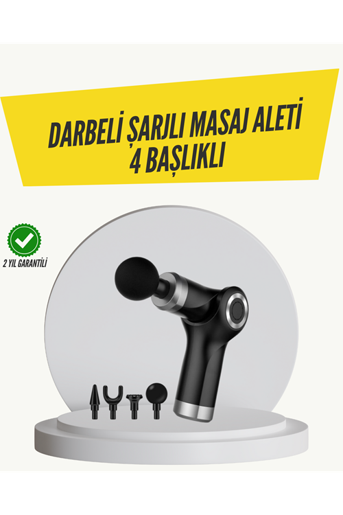Mini Masaj Tabancası 4 Başlık 6 Hız Ayarlı