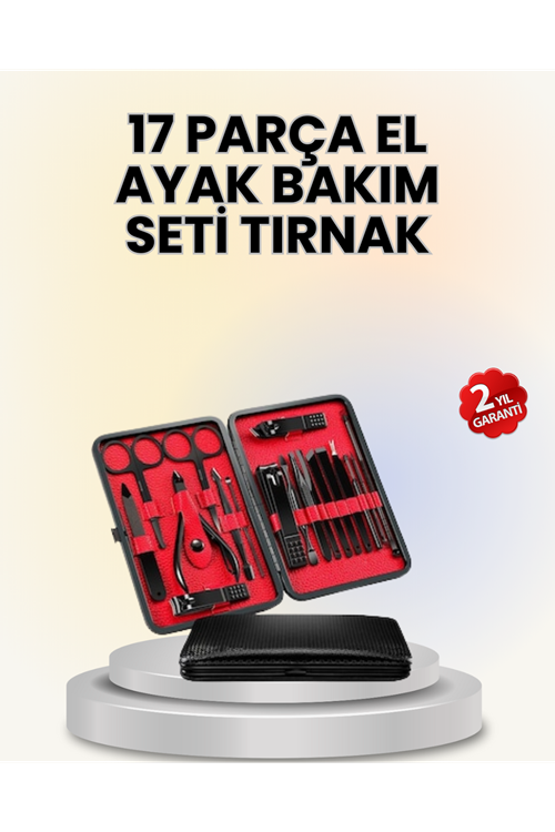 17 Parçalık Deri Kaplamalı Manikür Seti