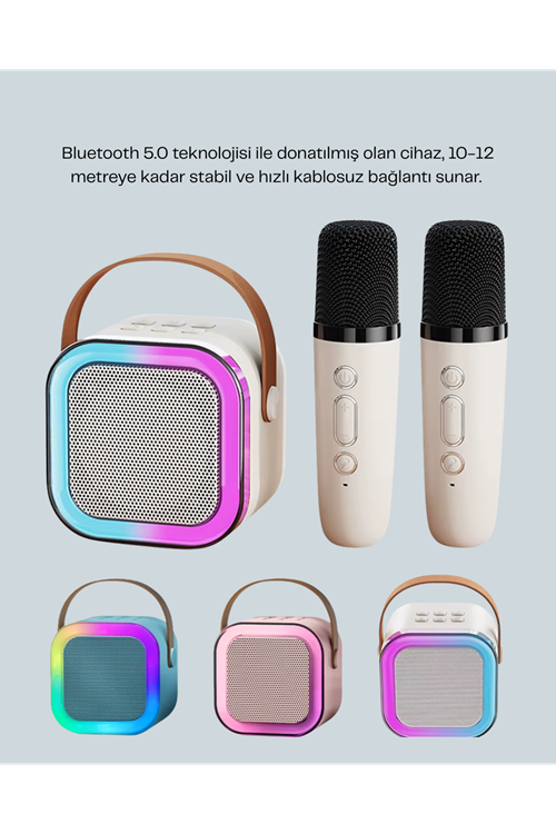Bluetooth 5.0 Destekli Kablosuz Karaoke Hoparlör