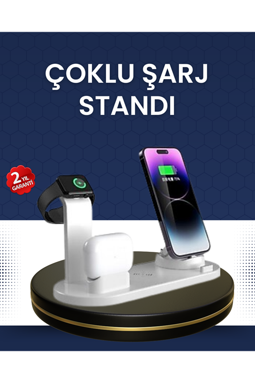 Modern Tasarımlı Çok Fonksiyonlu Kablosuz Şarj Standı