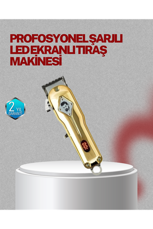 Type-C Şarjlı LCD Ekranlı Profesyonel Saç Sakal Tıraş Makinesi