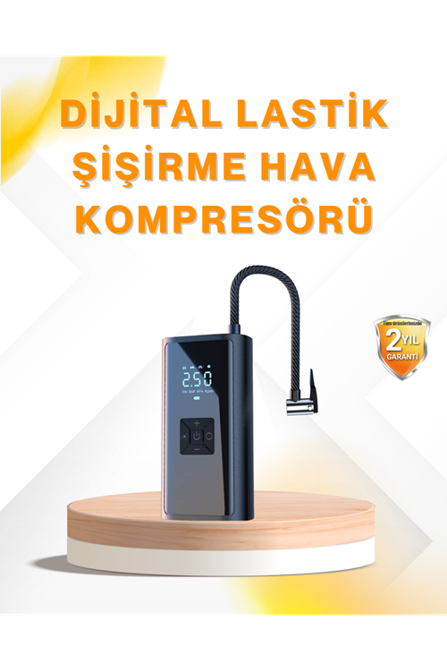 LED Fenerli ve SOS Işıklı Çok Fonksiyonlu Hava Kompresörü