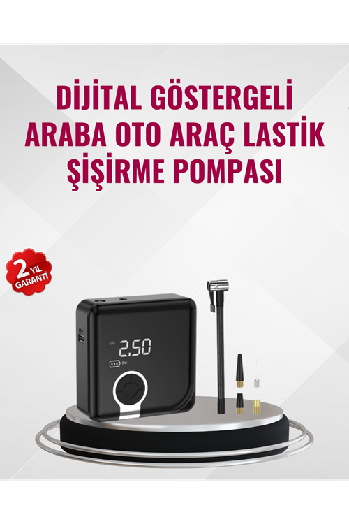 Kompakt Tasarımlı LED Işıklı Taşınabilir Hava Kompresörü