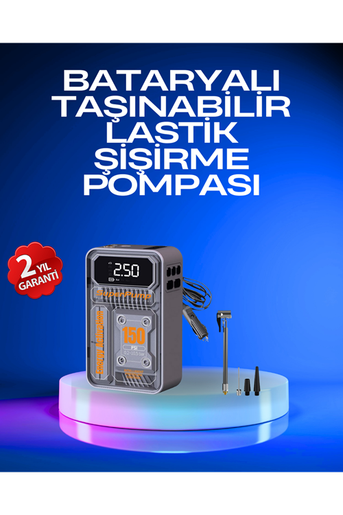 6000mAh Bataryalı LED Ekranlı Akıllı Hava Kompresörü
