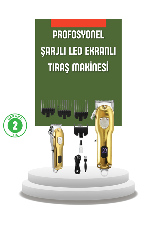 Güçlü Motorlu LCD Ekranlı Şarjlı Tıraş ve Şekillendirme Makinesi