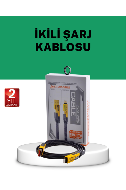 Yüksek Hızlı 65W Güç Çıkışlı Çoklu Cihaz Uyumlu Şarj Kablosu