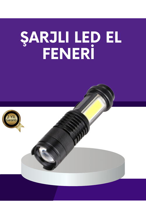 Şarjlı Mini LED El Feneri 2000 Lümen Su Geçirmez
