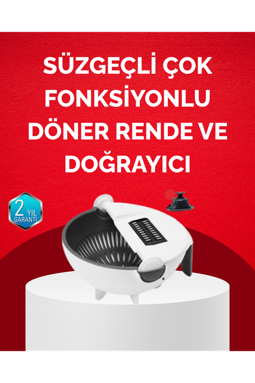 Döner Mekanizmalı Sebze Doğrayıcı Hazneli Rende