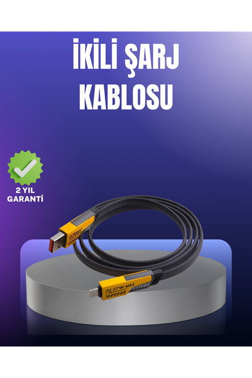 Evrensel Uyumluluklu Dayanıklı Metal Başlıklı Hızlı Şarj Kablosu