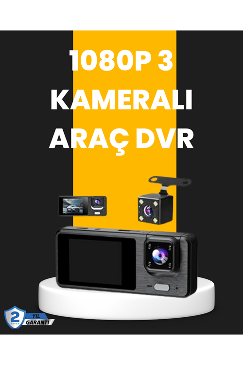 Çok Açılı Araç İçi DVR | Ön İç Arka Kamera, Döngü Video Kaydı