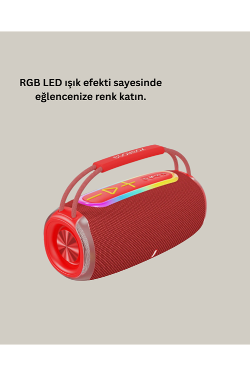 IPX6 Su Geçirmez RGB LED Işıklı Taşınabilir Bluetooth Hoparlör 2400 mAh