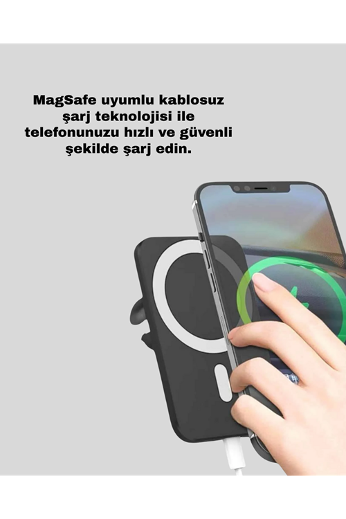 Şık Tasarımlı MagSafe Araç Telefon Tutucu Type-C Girişli