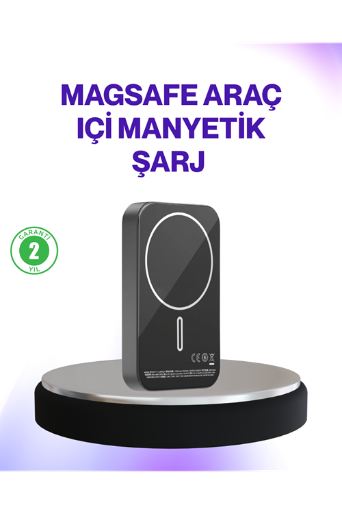 Mıknatıslı MagSafe Uyumlu Araç Tutucu Kablosuz Şarj Destekli