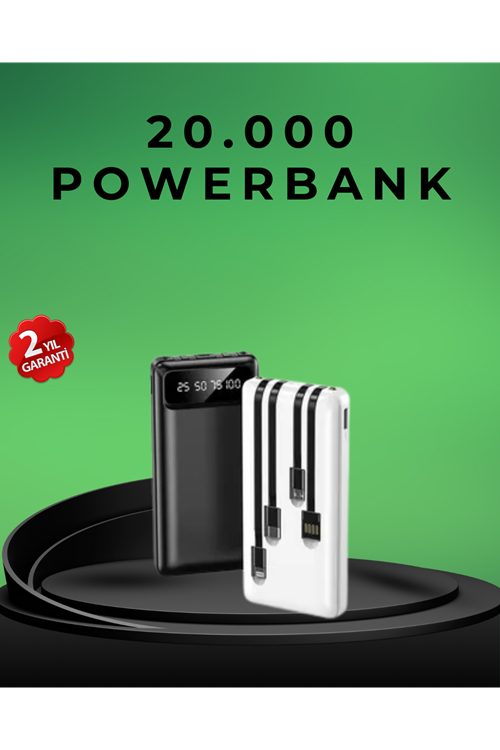 Kamp ve Seyahat İçin 20.000mAh LED Işıklı Hızlı Şarj Powerbank