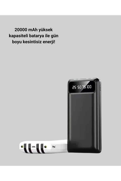 Kamp ve Seyahat İçin 20.000mAh LED Işıklı Hızlı Şarj Powerbank