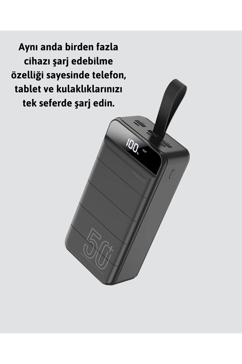 50.000 mAh Kapasiteli Powerbank – Hızlı Şarj Destekli, 4 USB Portlu, LED Işıklı Taşınabilir Enerji Deposu