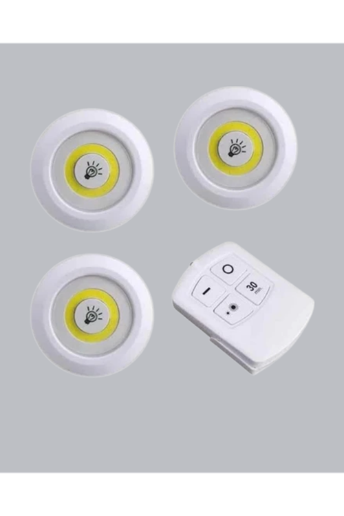 Kablosuz 3 Lü Spot Led Lamba Seti Uzaktan Kumandalı Enerji Tasarruflu Aydınlatma