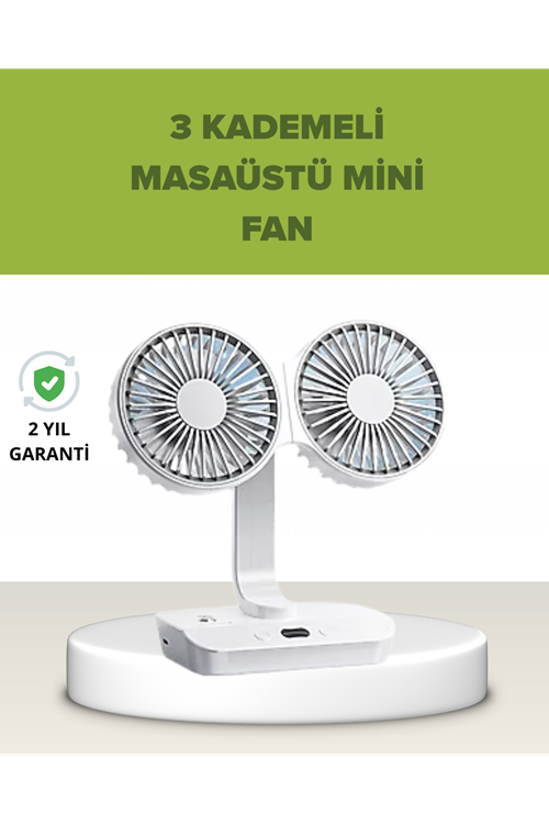 Çift Kafalı Masaüstü ve Duvar Tipi Sessiz USB Şarjlı Fan