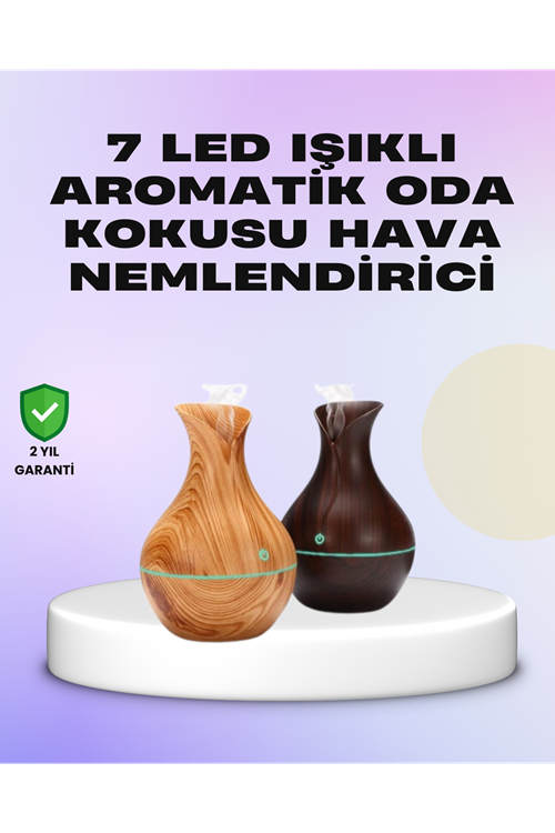 Ultrasonik Ahşap Desenli 130ml Aromaterapi Difüzör ve Hava Nemlendirici