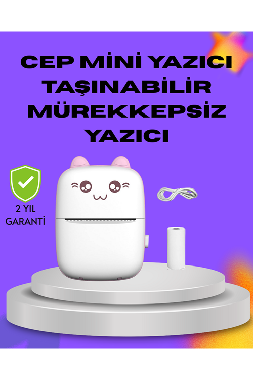 Kablosuz Mini Cep Yazıcısı Bluetooth Destekli 1200mAh Bataryalı