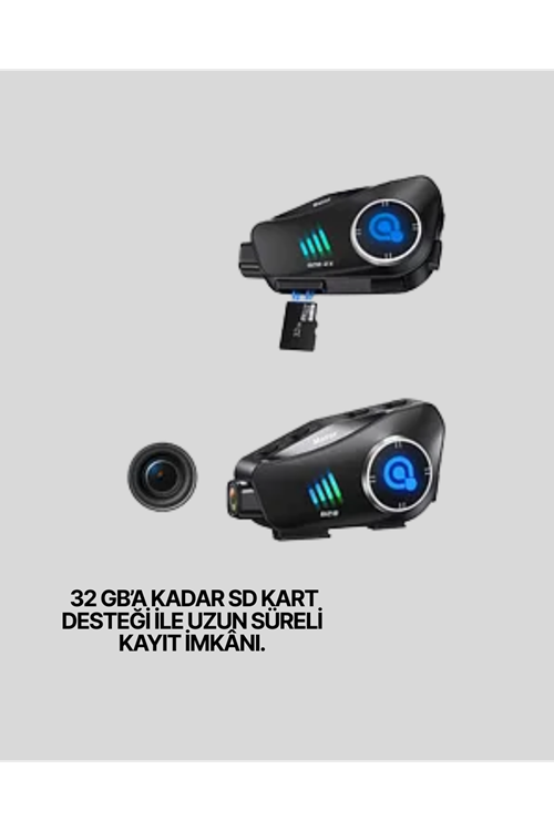 Q28 Bluetooth Kask Kulaklık 1080P Kamera – Su Geçirmez Motosiklet Interkom