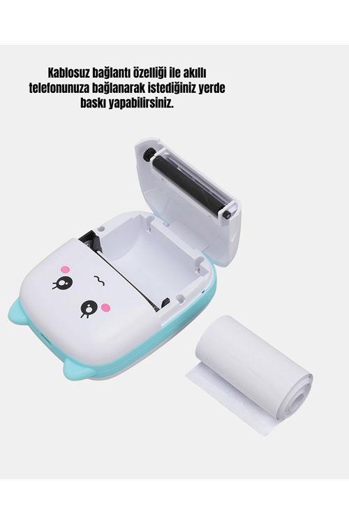 Kablosuz Mini Cep Yazıcısı Bluetooth Destekli 1200mAh Bataryalı