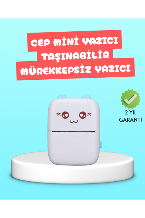 Mini Termal Yazıcı Kablosuz Taşınabilir Bluetooth Bağlantılı 200 DPI