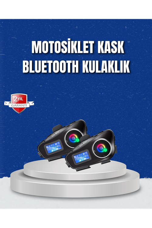 LCD Ekranlı Bluetooth Kask Kulaklığı FM Radyo ve SD Kart Girişli