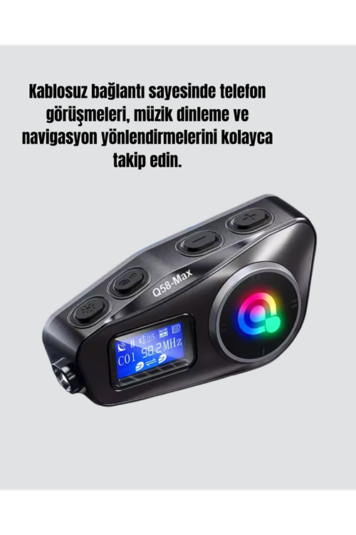 LCD Ekranlı Bluetooth Kask Kulaklığı FM Radyo ve SD Kart Girişli