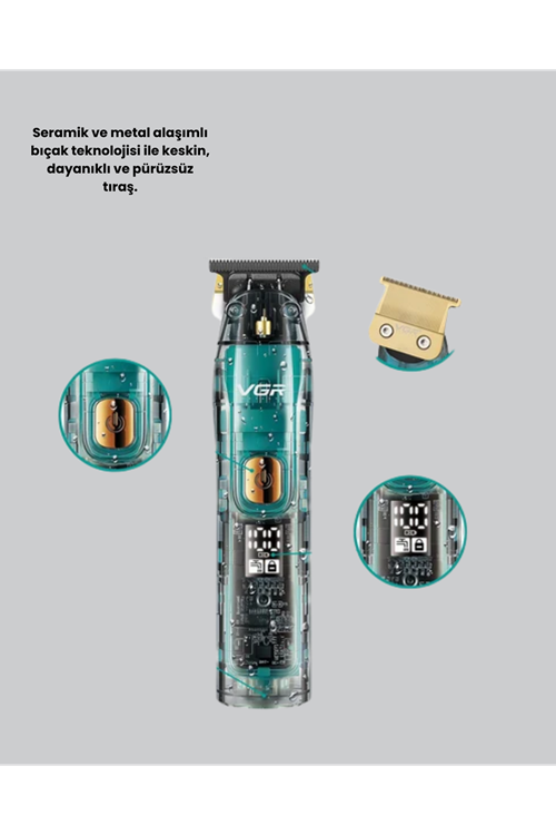 VGR V-695 Şarjlı Saç Sakal Tıraş Makinesi 2600mAh Batarya ve Kılavuz Taraklı